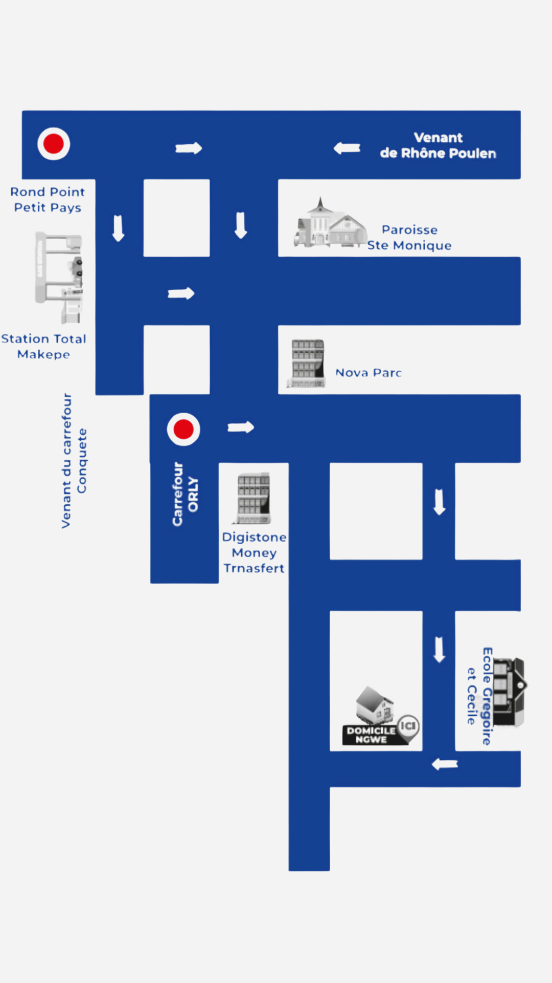 Plan de localisation Domicile Ngwe à Makepe, Douala